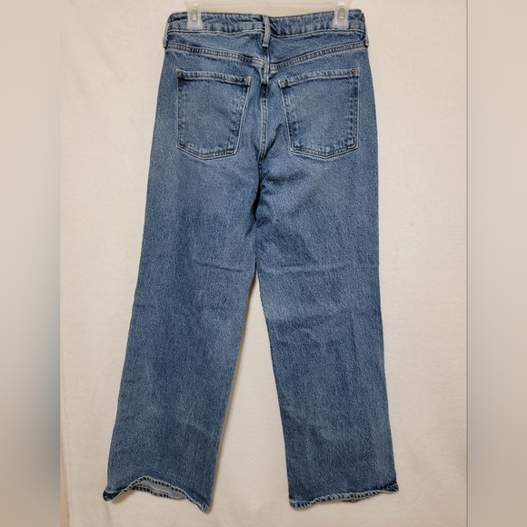 Women's Old Navy Sky-Hi Wide Leg Jeans, Washed Blue, Size 6 Petite, Pre-Owned - Picture 9 of 10